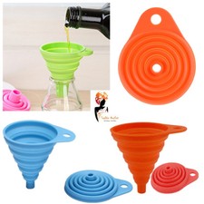Folding Funnel Silicon Collapsible Heat Resistant Kitchen Liquid Accessory Tool 