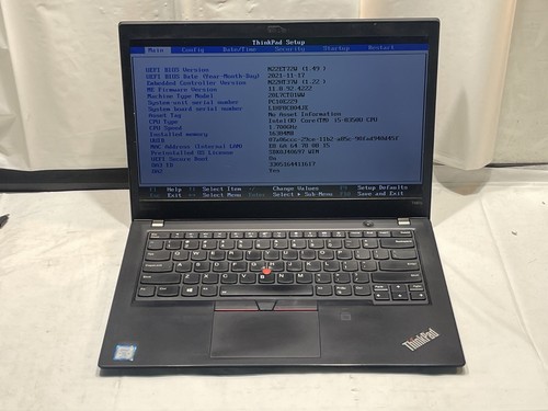 Lenovo ThinkPad T480s Intel core i5-8350U @1.70GHz 16GB Laptop Compute No hd