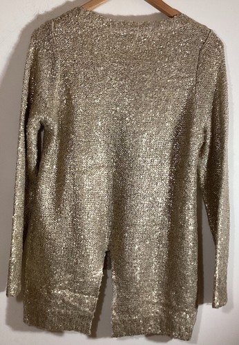 Camicetta top elegante Alberto Makali donna Y2K oro zoppo vacanze anni 90 Artsy Hi/Lo - Foto 8 di 13