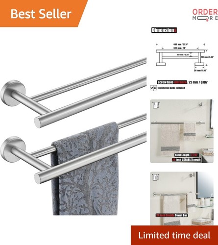Double Towel Bar 24 Inch Stainless Steel Wall Mount Brushed Towel Holder