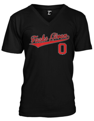 Zero F's Given - Funny Jersey Sarcastic Sports Unisex V-Neck T-shirt