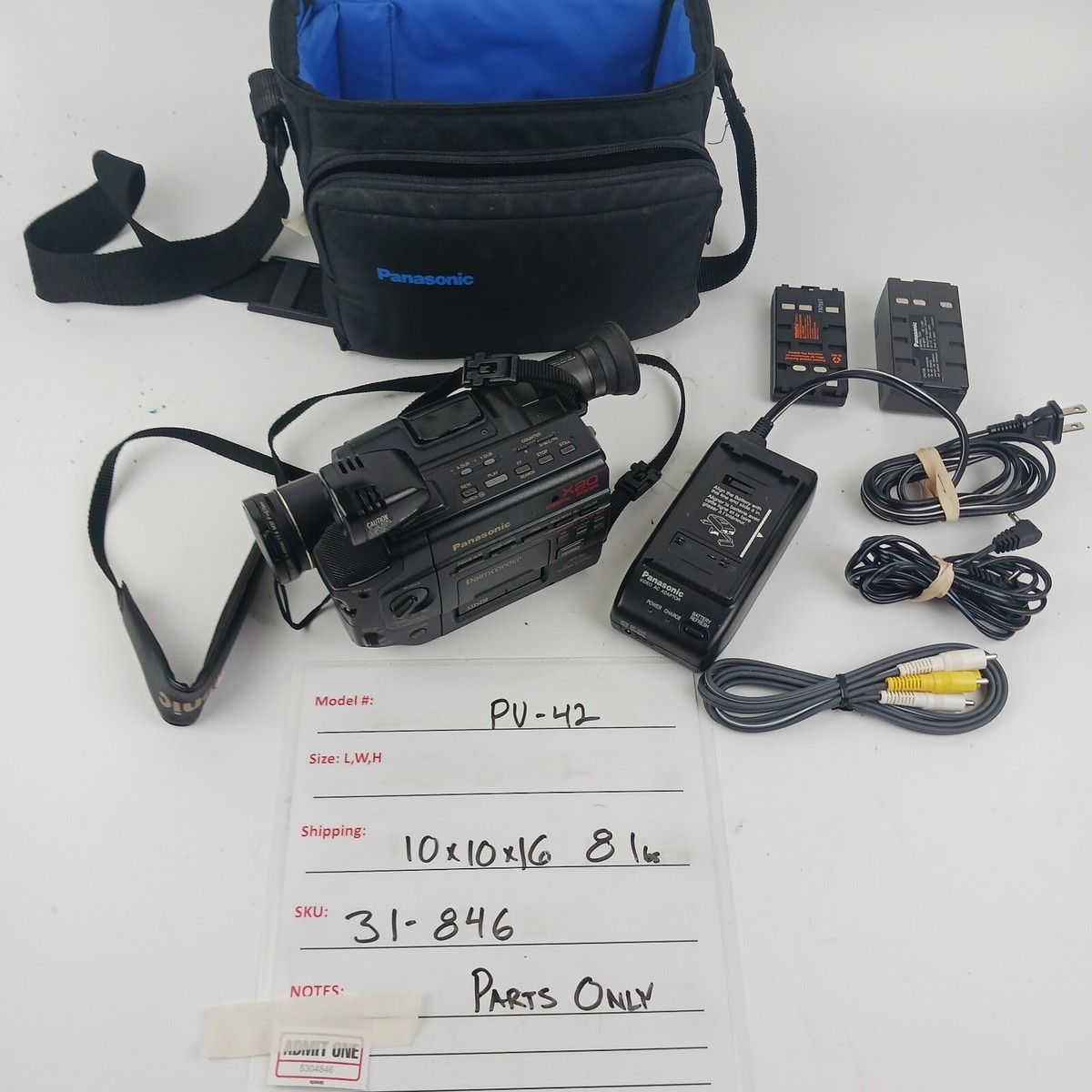 Panasonic Black VHS-C X20 Zoom Digital E15 Stabilization