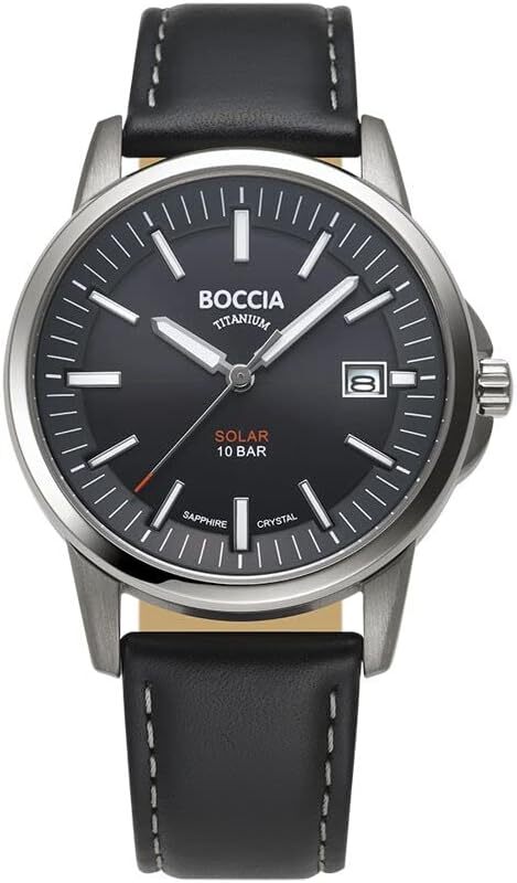 Boccia Titanium Watch Classic Collection Solar 3643-02 Black | eBay