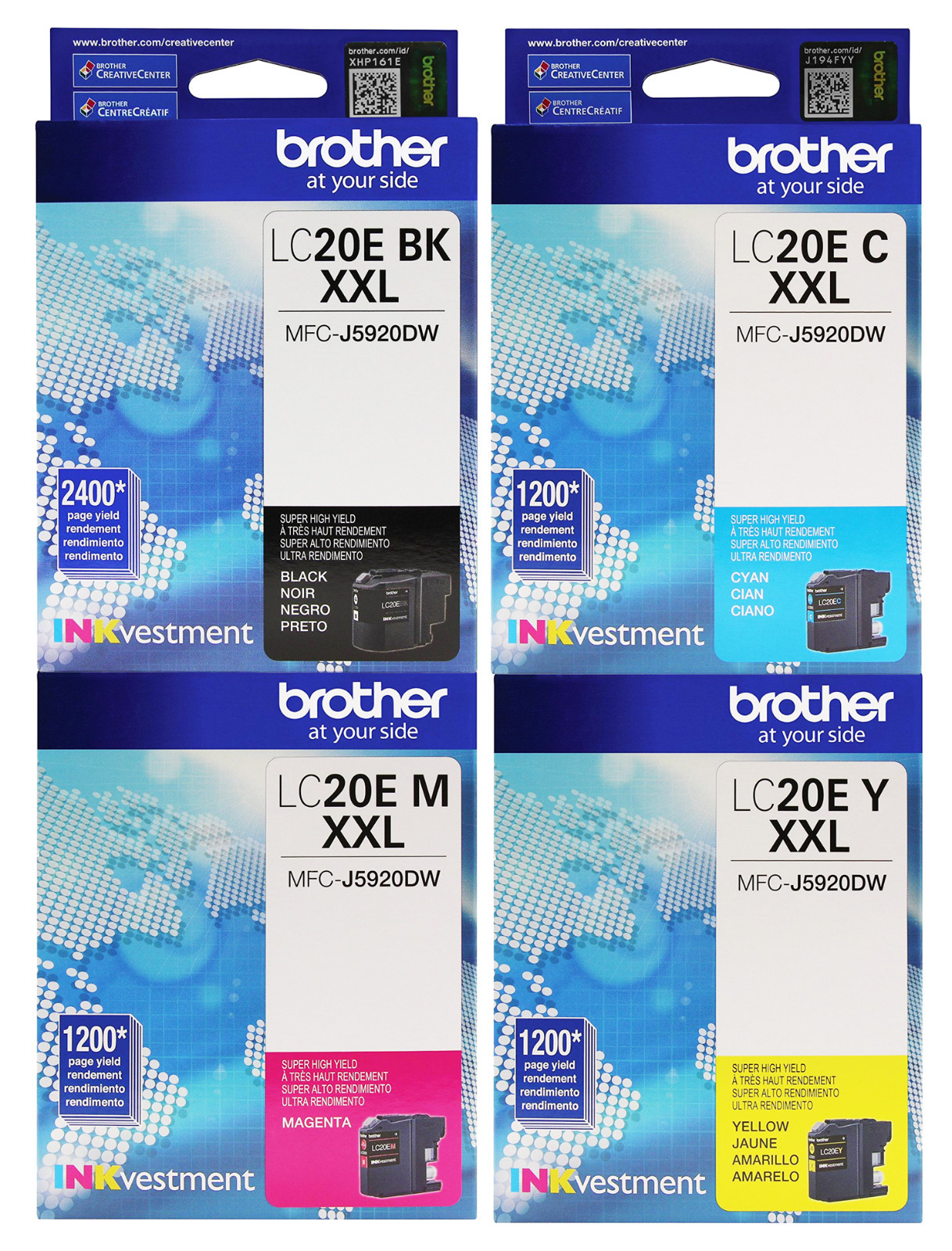 GENUINE NEW Brother LC20E Ink Cartridge 4-Pack