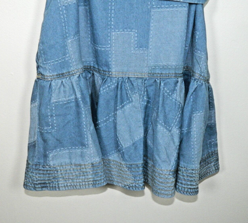 Ciebon Dress Large Blue Elly Patchwork Denim Mini Shirtdress Belted - Picture 9 of 13