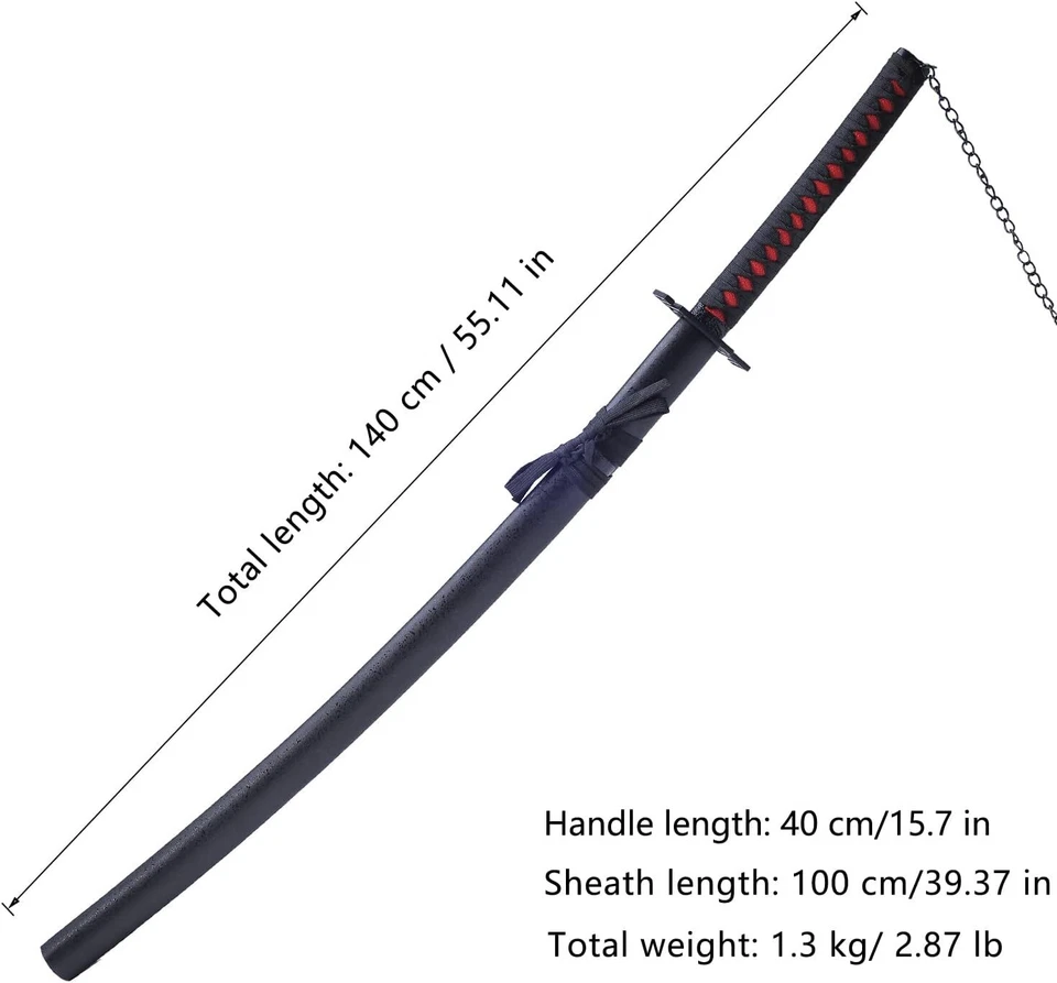 Katana espada samurai Ichigo blanqueadora de acero al carbono Handmand 1045 tamaño completo juegos con disfraces Foto 2 de 4