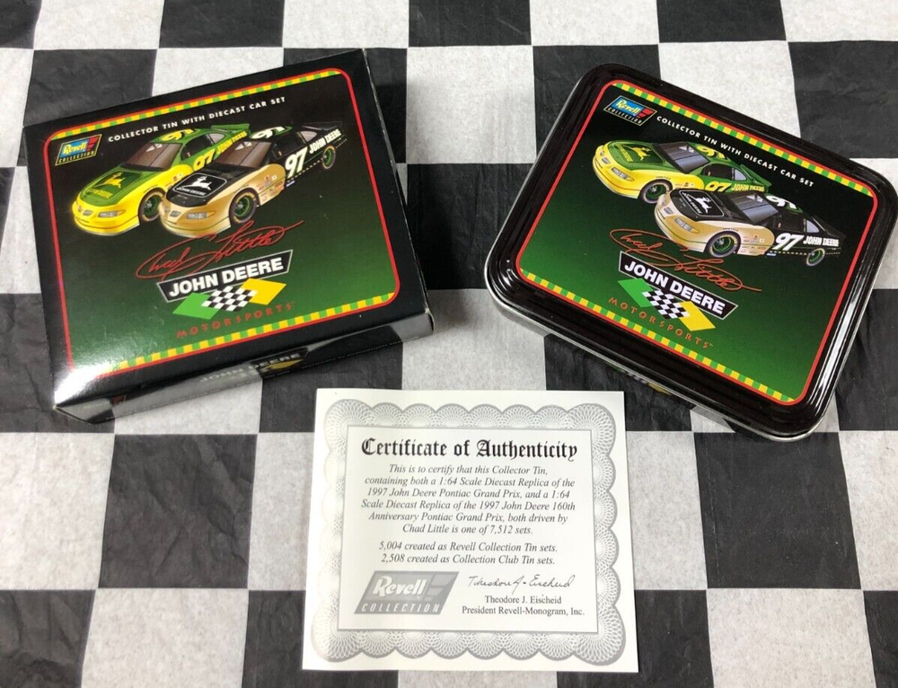 Chad Little #97 John Deere 1997 Collector Tin 1:64 scale Car Set Revell