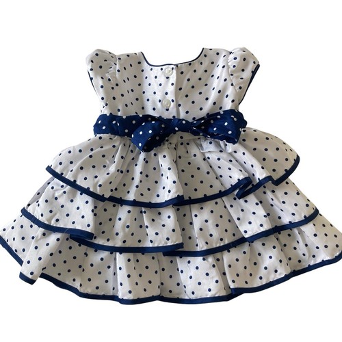 Jona Michelle Mädchenkleid marineblau gepunktet weiß Größe 12M - Bild 5 von 8