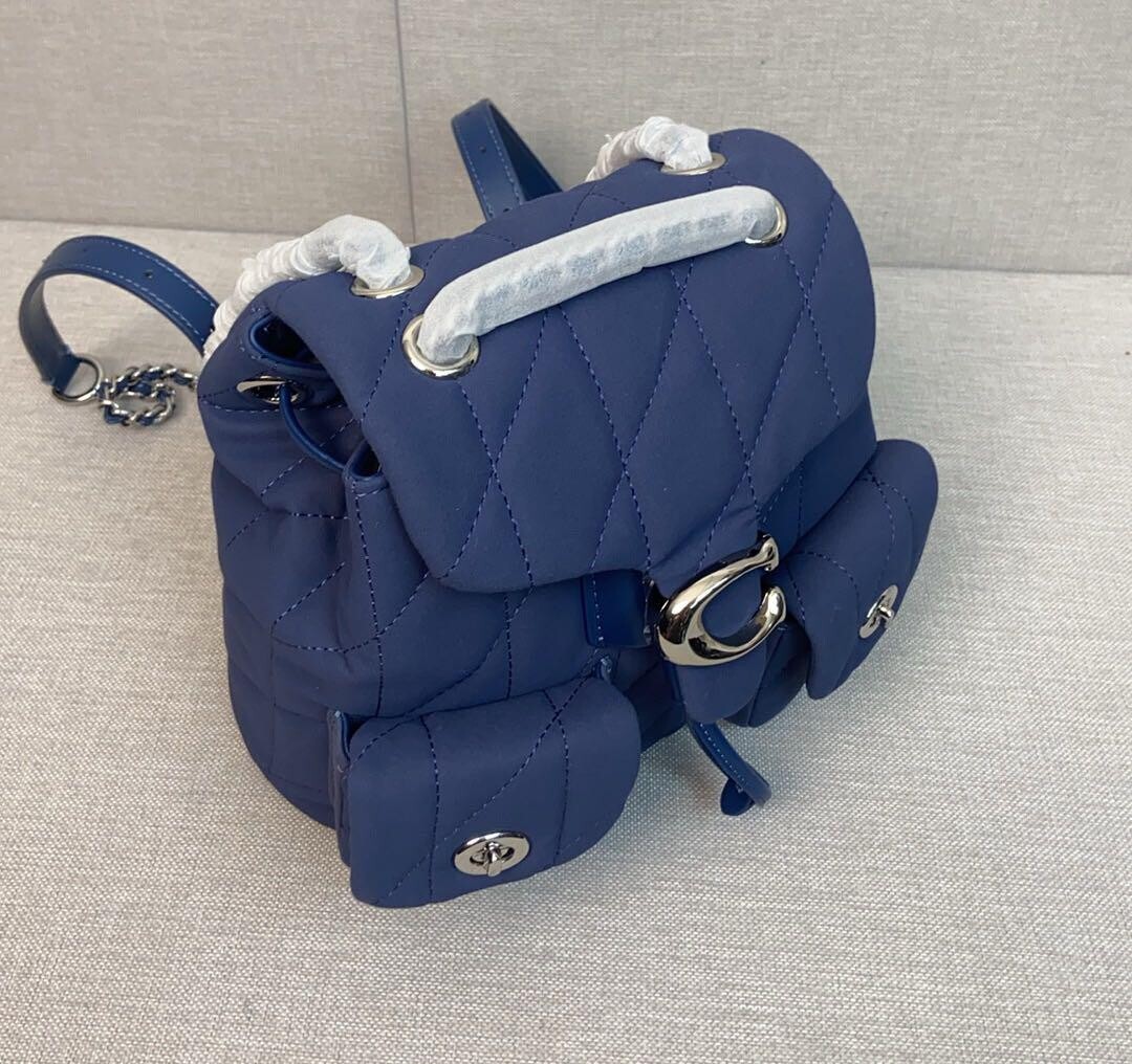 COACH Tabby Quilted Backpack CW610 Blue Outlet NEW | eBay