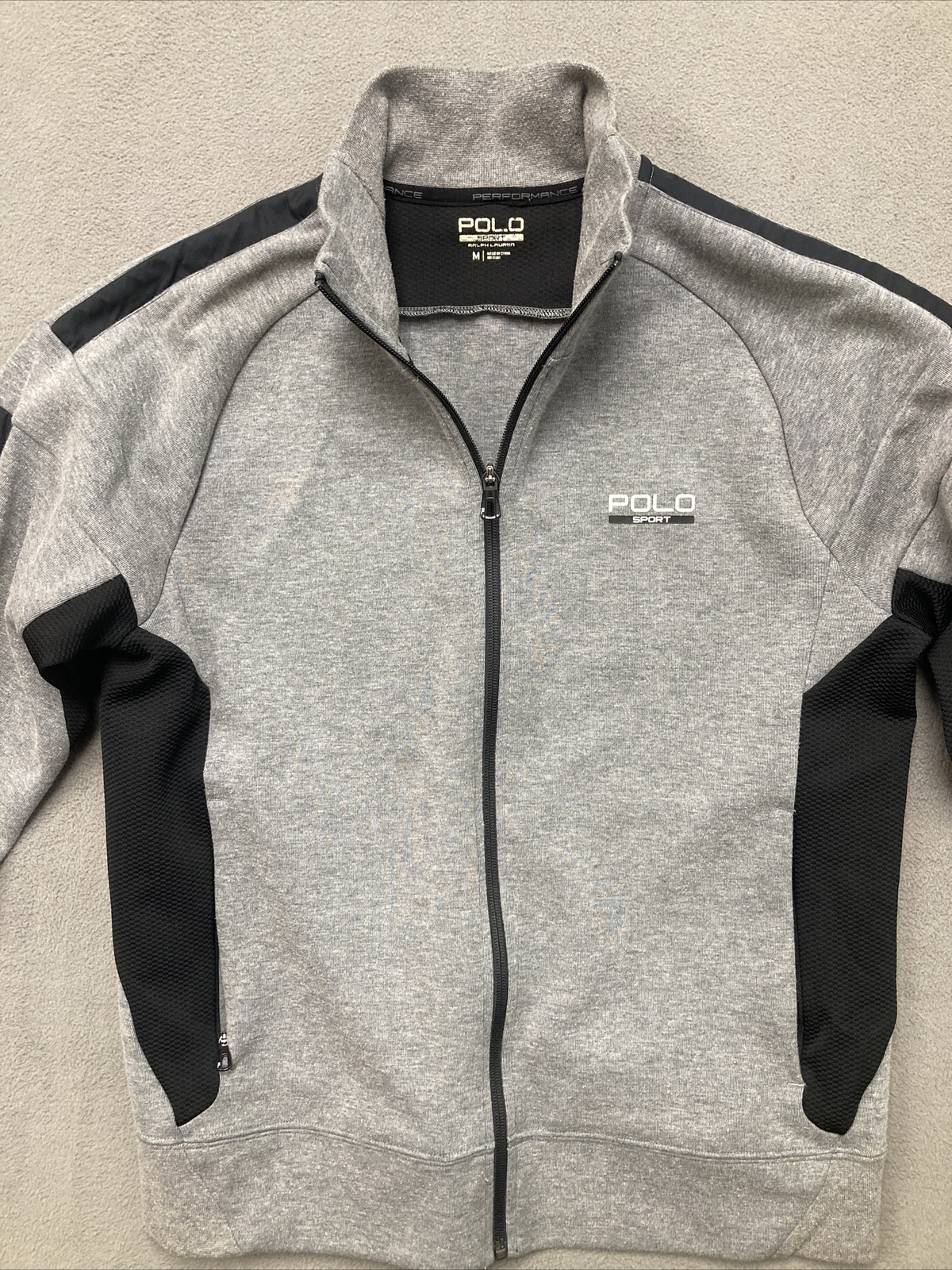 PONY Polo Ralph Lauren Giacca Uomo M Cerniera Intera Morbida Cotone Traccia Grigia Polo Sport