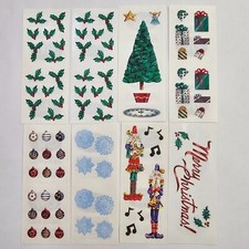 Creative Memories Christmas Stickers Holly Merry Tree Ornaments Gifts Snow Vtg