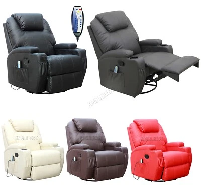 WestWood Massage Leather Sofa Bonded Recliner Chair Cinema Armchair Swivel Heat