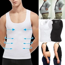 Men Slimming Body Shaper Vest Chest Compression Shirt Abdomen Undershirt Tops US
