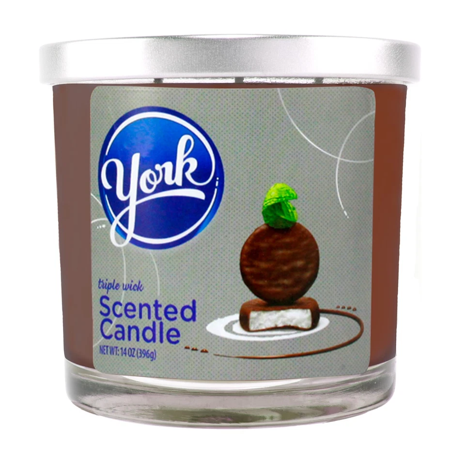 Vela perfumada York Peppermint Patty 14 oz - 3 mechas caramelo aroma tarro vela Foto 2 de 2