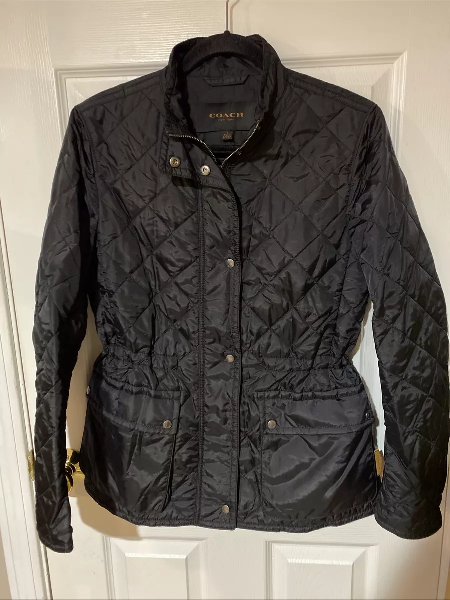 Black quilted coat womens sale