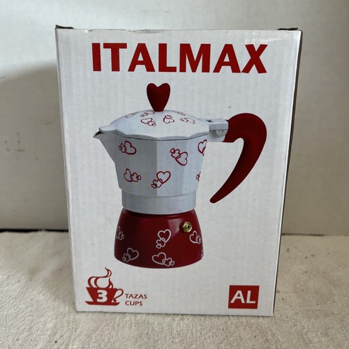 Nuova Caffettiera Espresso 3 Tazze Cuori Rossi e BianchiProgettata da Italmax Cuban - Foto 1 di 9
