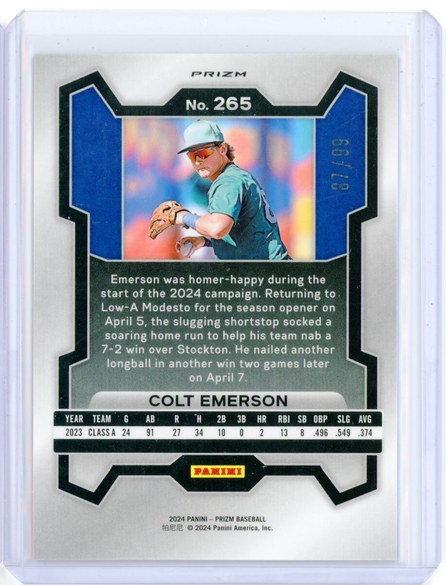 2024 Panini Prizm COLT EMERSON Seattle Mariners Purple Prizm