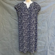 Talbots Size 8 Blue White Floral Dress V Neck Short Sleeves