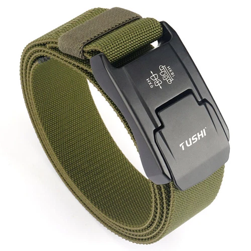 Men Tactical Belt Elastic Belt Strong Nylon Alloy Quick Release Buckle Stretch - Picture 9 of 21