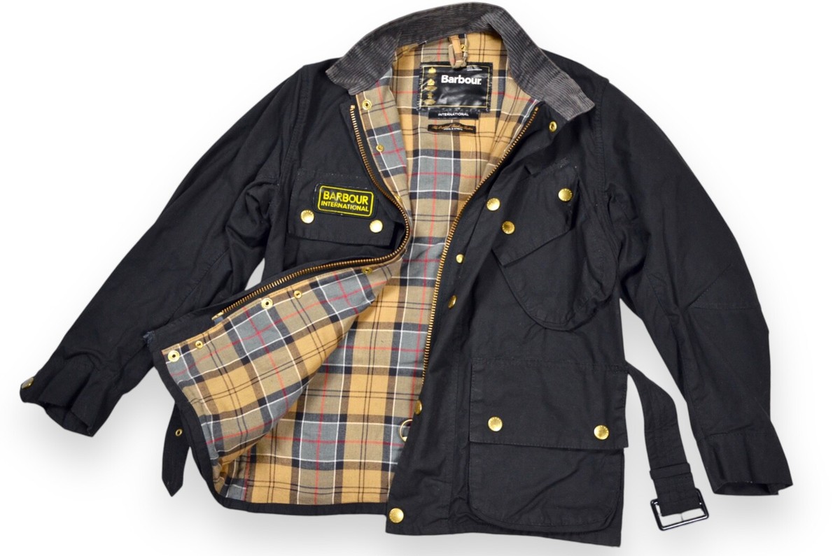 Men's Barbour International Jacket Wax Belted Black England