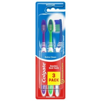 Colgate Extra Clean Medium Handzahnbürste X3
