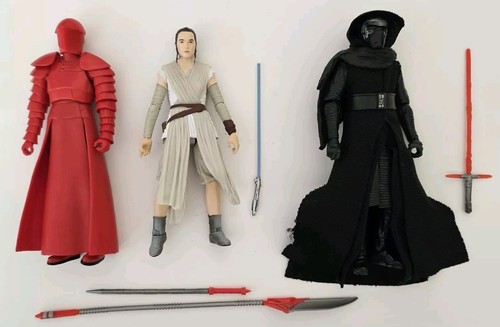 Loose lot of 3 Star Wars Black Series Rey Kylo Ren Praetorian Guard Figures 6”