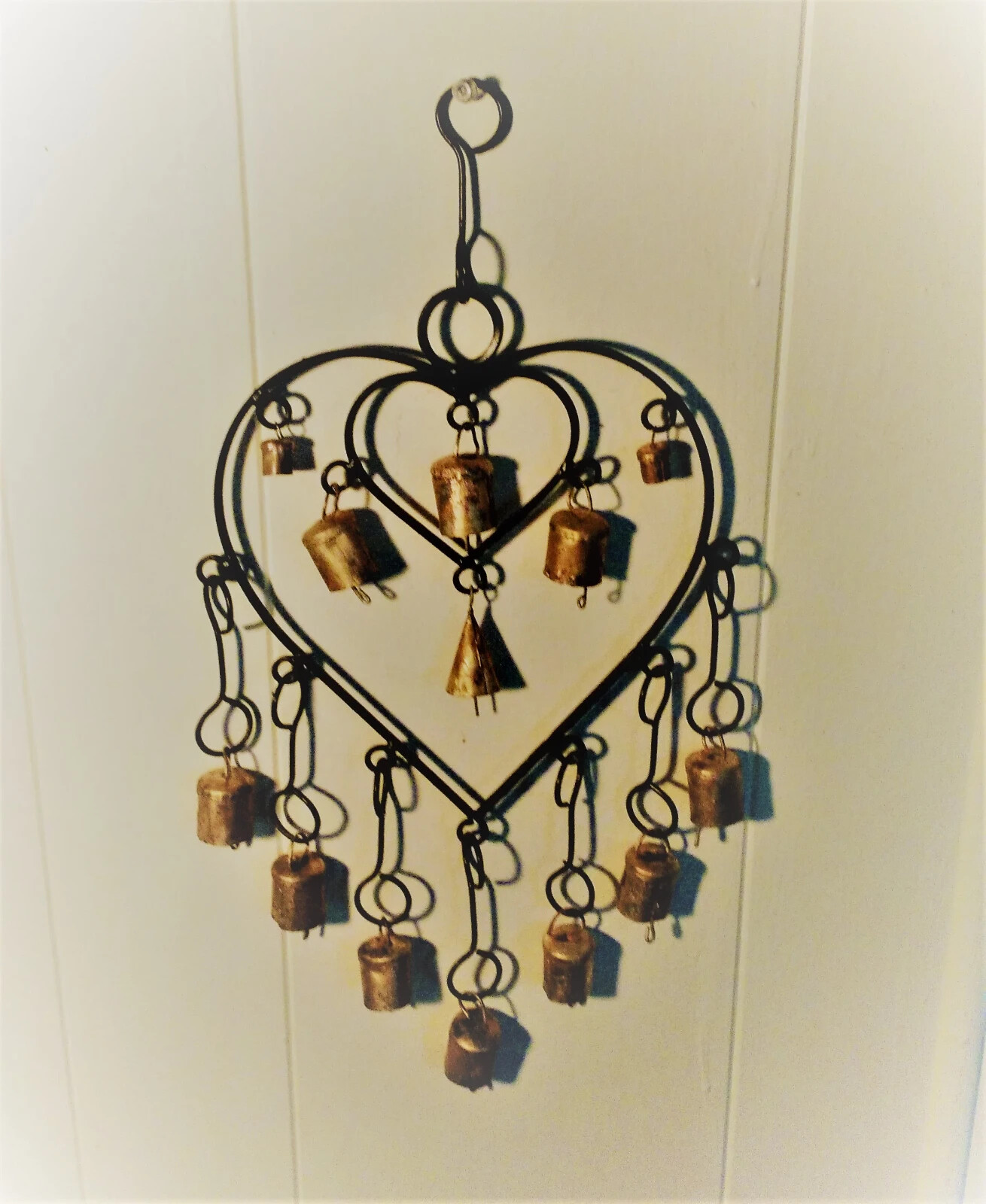 New cast iron wind chime , heart in heart design  with bells