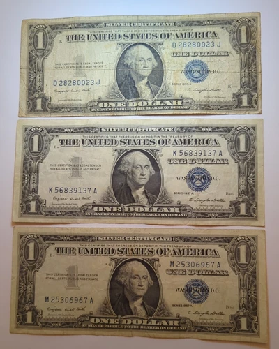 1935G/57-A $1 Silver Certificate USA With/Without Motto 3 Better Certificate F25