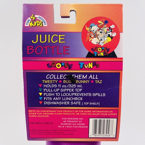 Vintage 1995 Taz Tasmanian Devil 11oz Juice Bottle Sipper Top Looney Tunes New - Picture 10 of 15