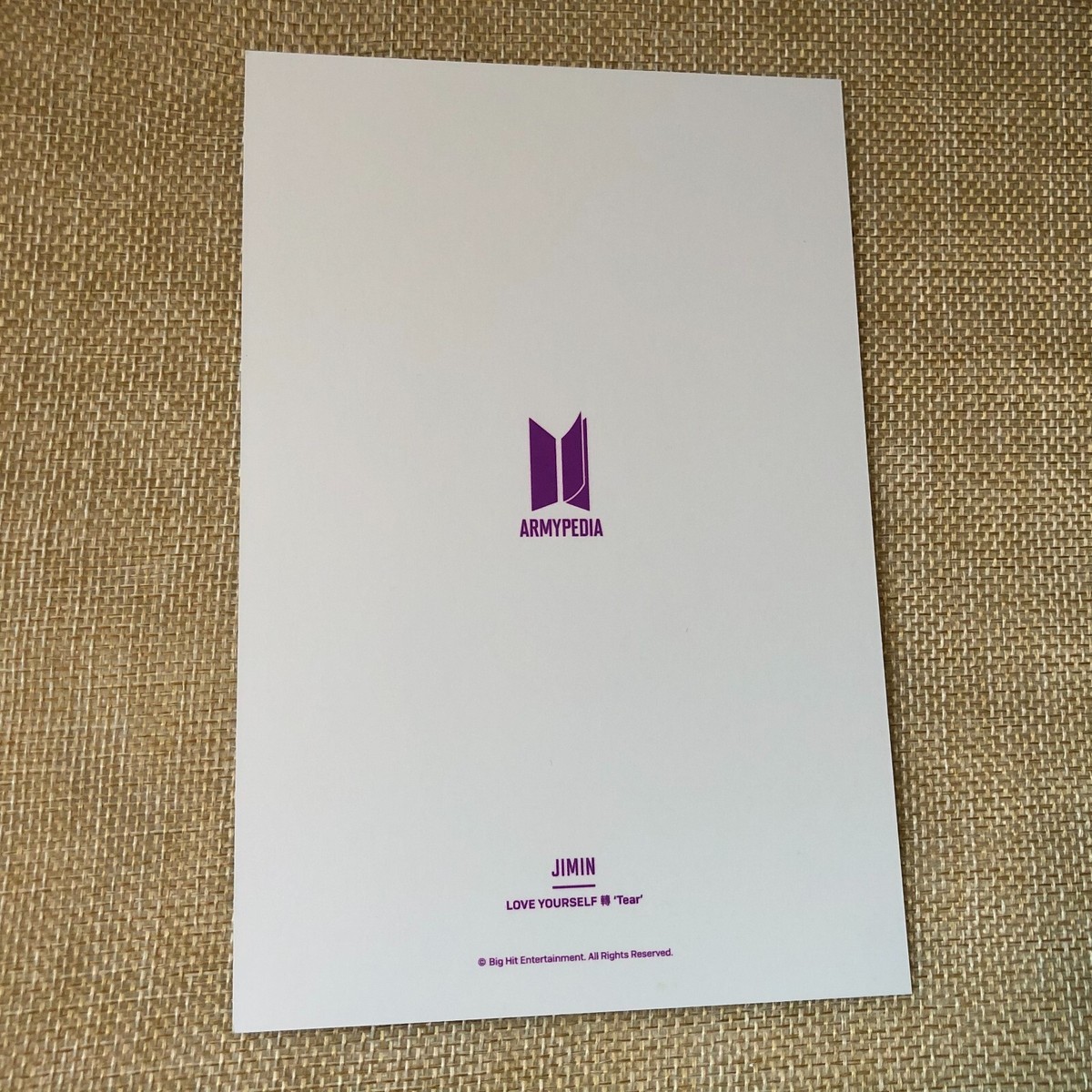 BTS ARMY PEDIA アミペディア　JIMIN コンプ　ポストカード BTS JIMIN [Armypedia Love Yourself Tear] Official Postcard