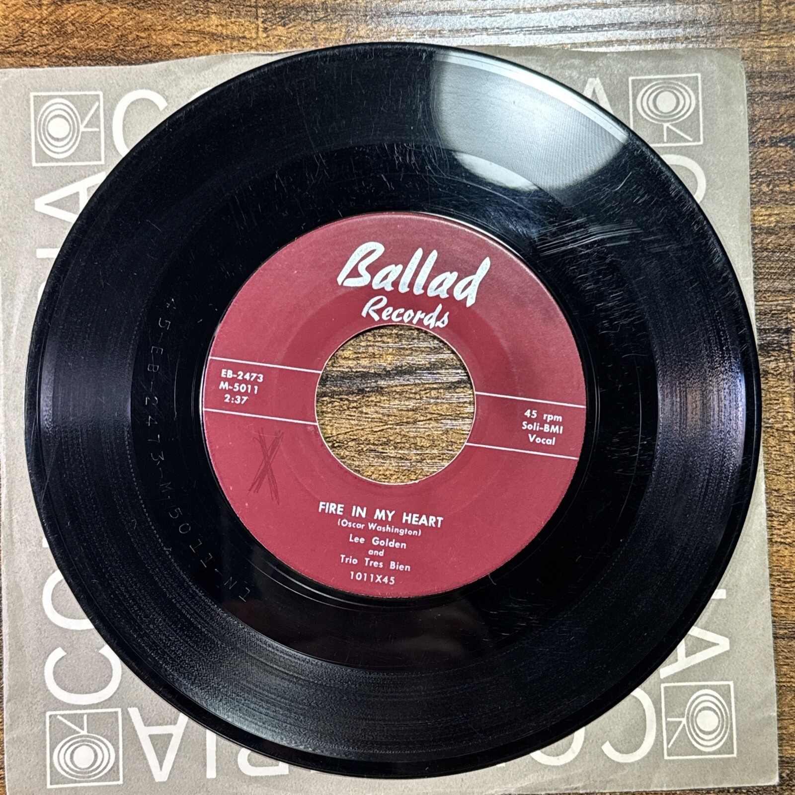 OBSCURE POPCORN EXOTICA JAZZ 45 Lee Golden & Trio Tres Bien Fire In My