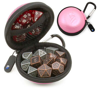 CM Pink Dice Case fits up to 21 RPG Dice fir DND Dice Box RPG Dice Case
