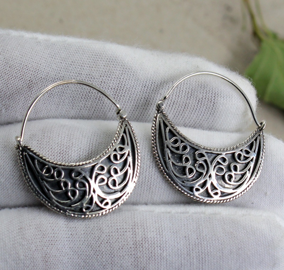 Solid 925 Sterling Silver Jewelry Handmade plain Silver Earring