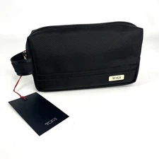 TUMI Travel Kit Small Accessory Pouch Black with Gold Trim