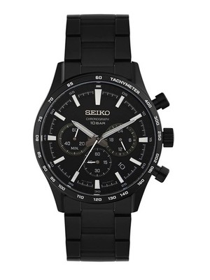 SEIKO Men's Chronograph Watch, Black, Overseas Model, SSB415P1