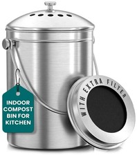 Countertop Compost Bin Kitchen | 1.3 Gallon | Odorless Composting