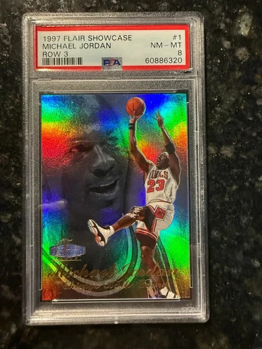 1997 FLAIR SHOWCASE ROW 3 #1 MICHAEL JORDAN PSA 8