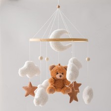 Nursery Crib Mobile with Hanging Clouds and Stuffed Animals Newborn Baby Gift