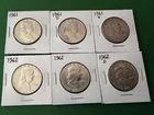 Lot of 6 90% Silver Ben Franklin Half Dollars 1961, 1961-D, 1962, 1962-D