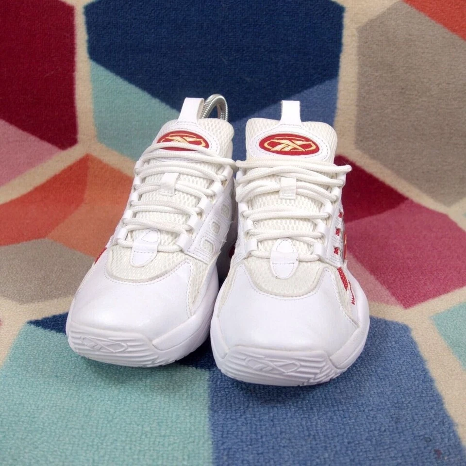 Zapatos de baloncesto Reebok Iverson Solution Mid blancos rojos para niños talla 3,5 EE. UU. Foto 3 de 4