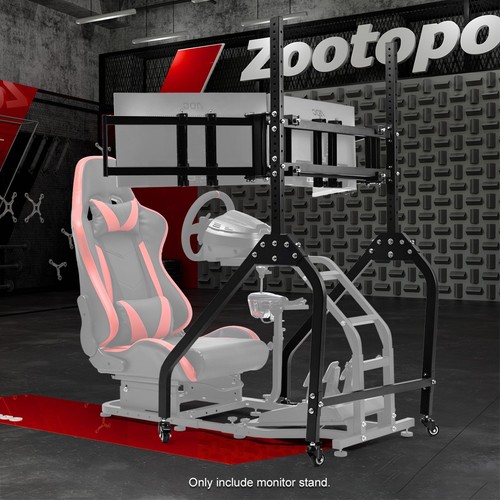 Zootopo Triple Monitor Stand with Locking Wheels For Any Racing Sim Cockpit