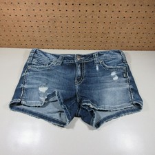 Silver Jeans womens dark wash distressed stretch Berkley shorts 29