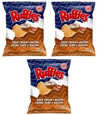 Ruffles Sour Cream 'n Bacon Flavored Potato Chips, 200g 3 Pack 