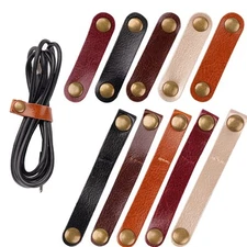 20 Pack Leather Cable Straps Earbud Cord Organizer Earphone Cable Ties