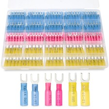 220PCS Fork Connectors Heat Shrink, Fork Connector Tinned 22-10AWG 220PCS Kit