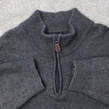 Jos. A. Bank Sweater Mens 2XL XXL Gray 1/4 Zip Lambswool/Nylon Blend Pullover