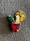 ❤️Teachers Pet Red Heart Shaped Apple Rhinestone Lapel Pin Nice Fast Shipping!👍 — photo 1