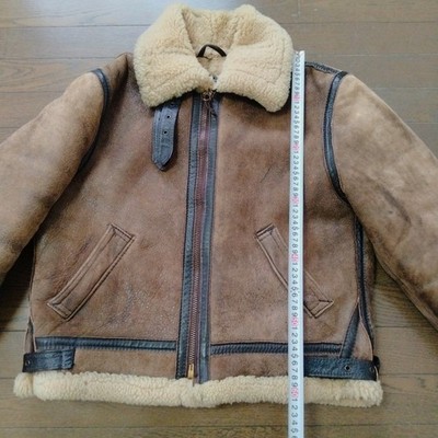 Schott B-3 Mouton Flight Jacket Brown Size 42 Made in USA