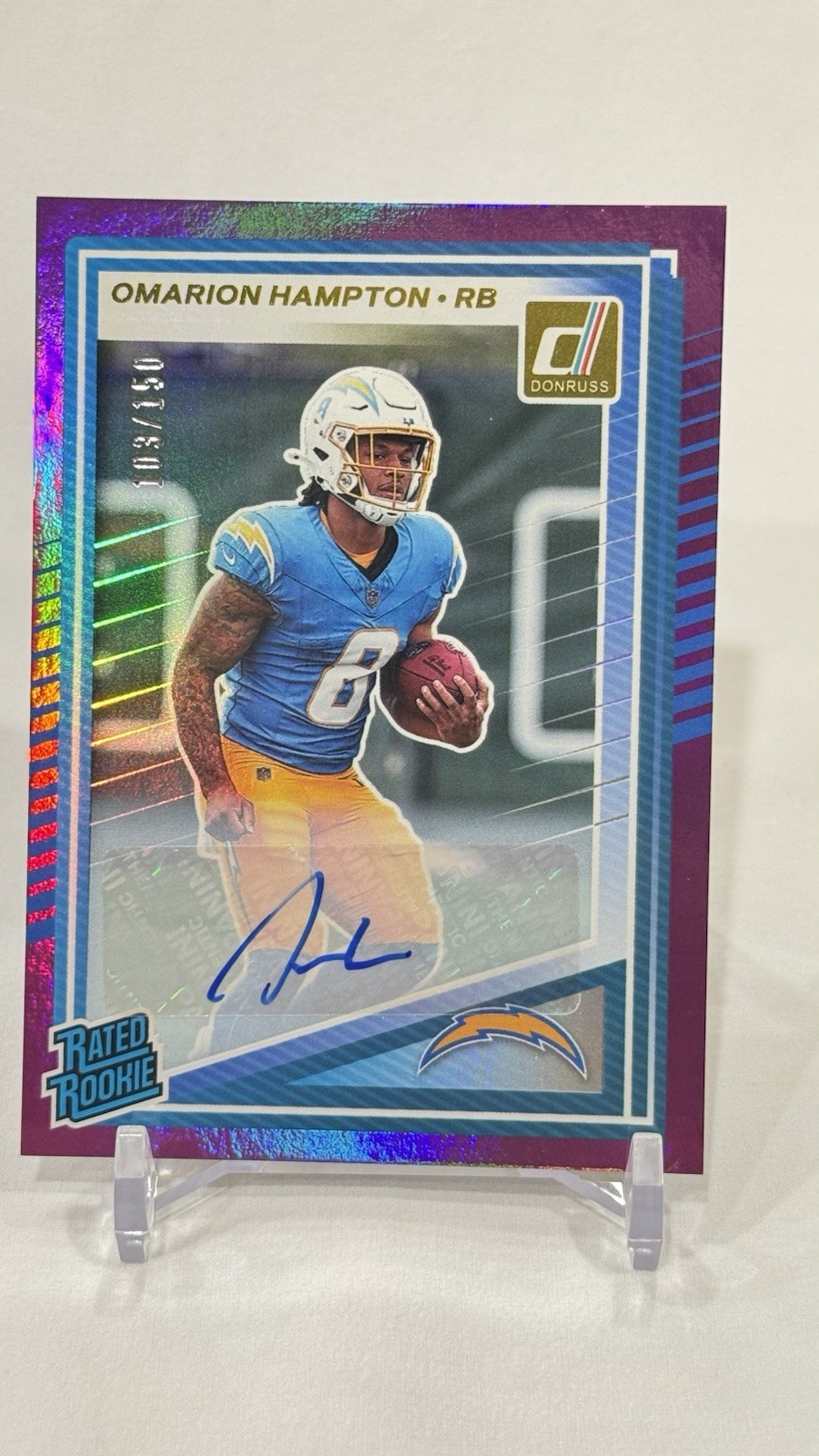 2025 Panini Donruss - Rookie Omarion Hampton #303 Purple Autograph /150 (AU, RC)