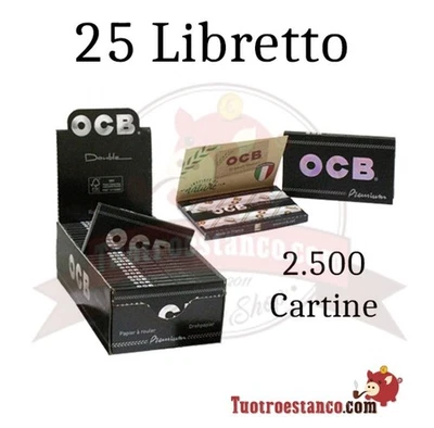 Cartine Corte Doppie Ocb Nero Black 1 Box Da 25 Libretti Di 100 Cartine